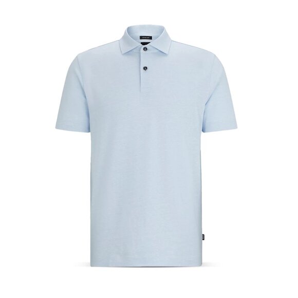 Hugo Boss Men's BOSS Press SS Polo Shirt Linen Blend Solid Pastel Blue 2XL - Picture 4 of 5